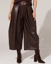 Leatherlook wide leg broek Babs Bruin