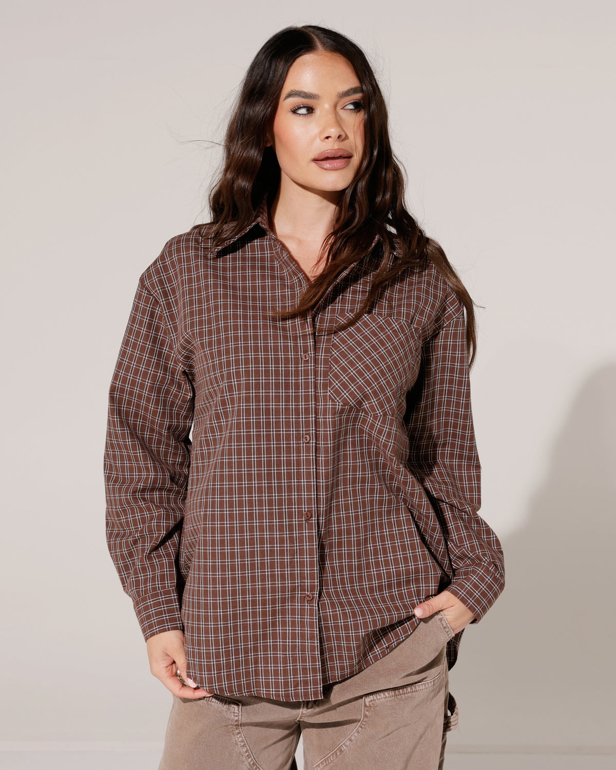 Geruite blouse Eef Bruin