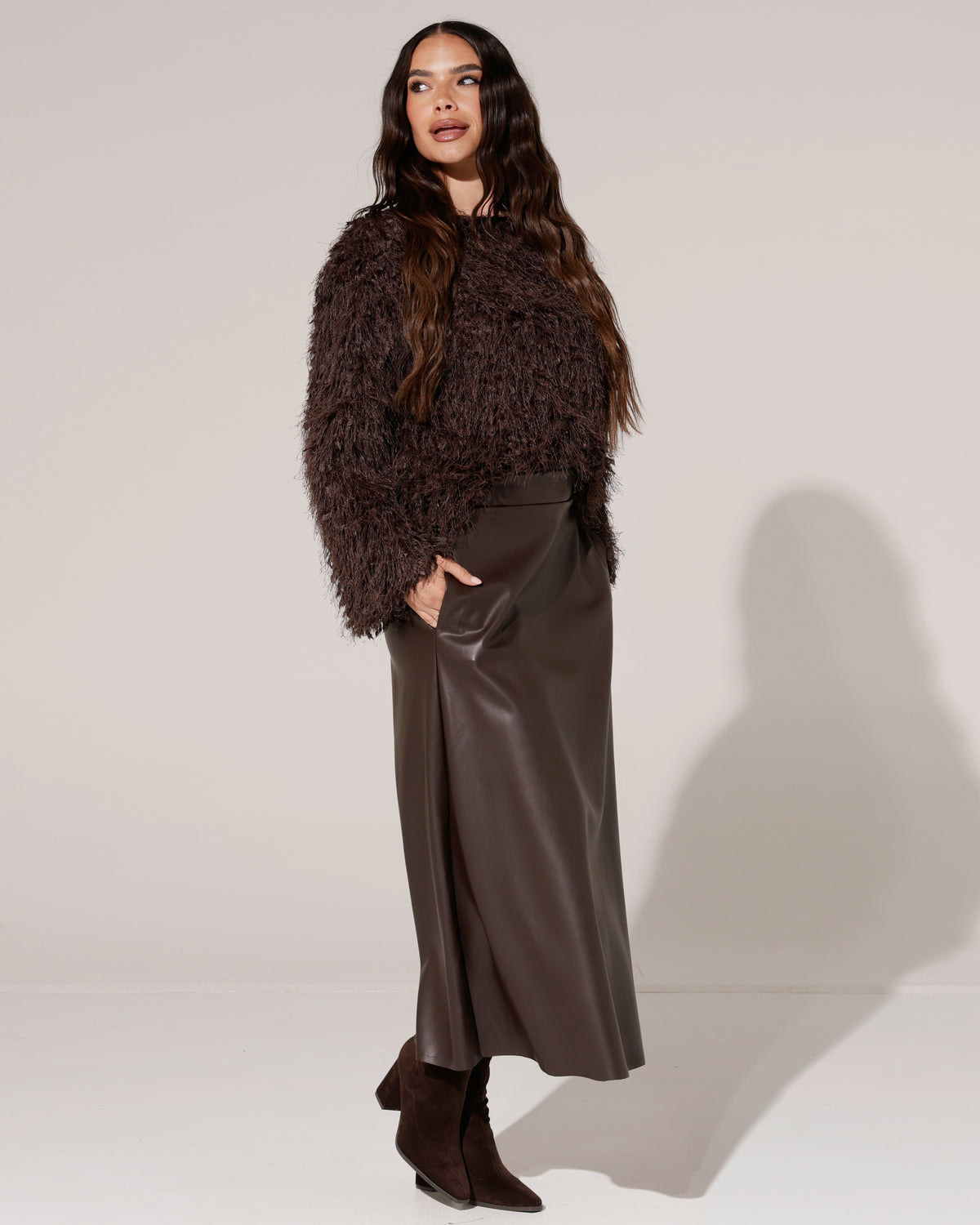 Leatherlook rok Rivana Bruin