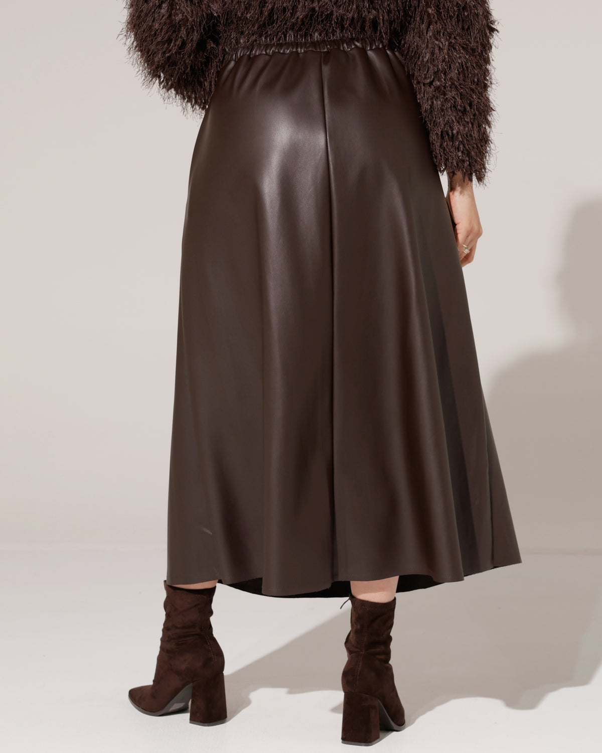 Leatherlook rok Rivana Bruin