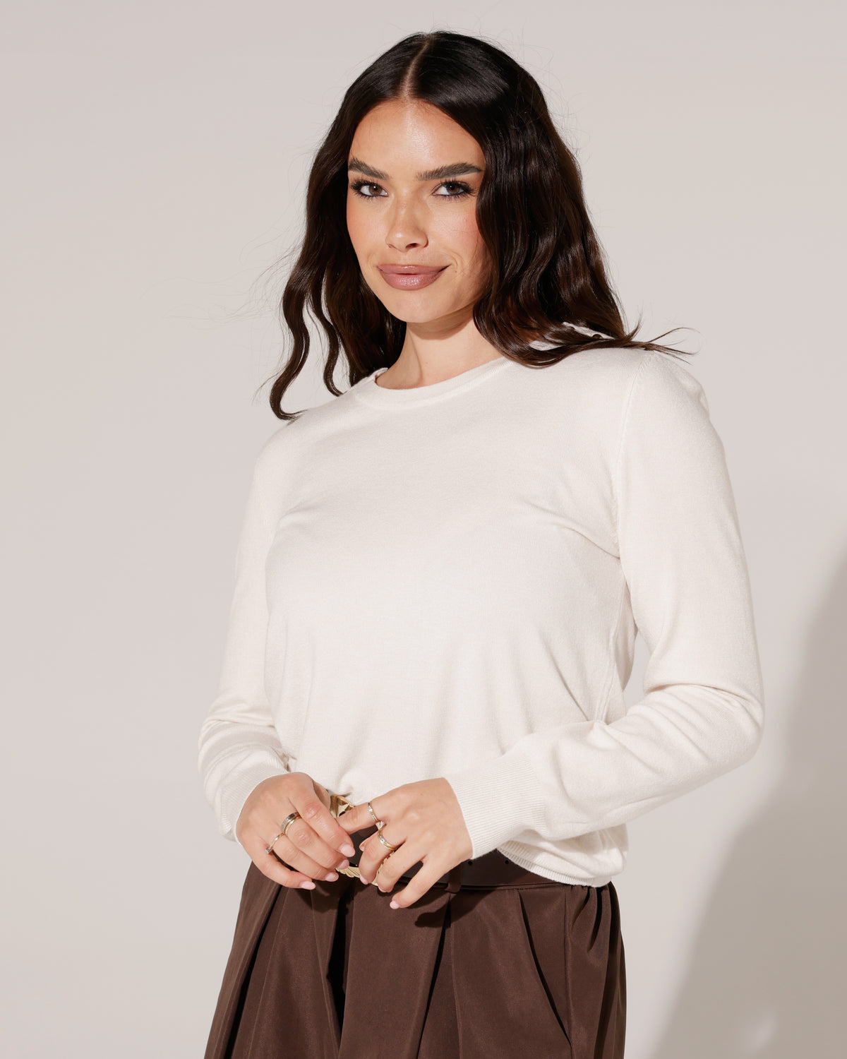 Top met goudkleurige studs Lize Beige