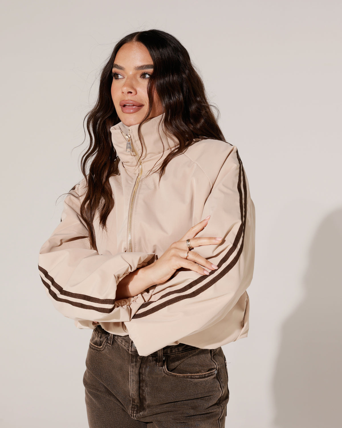 Tussenjacket met strepen Vivey Taupe