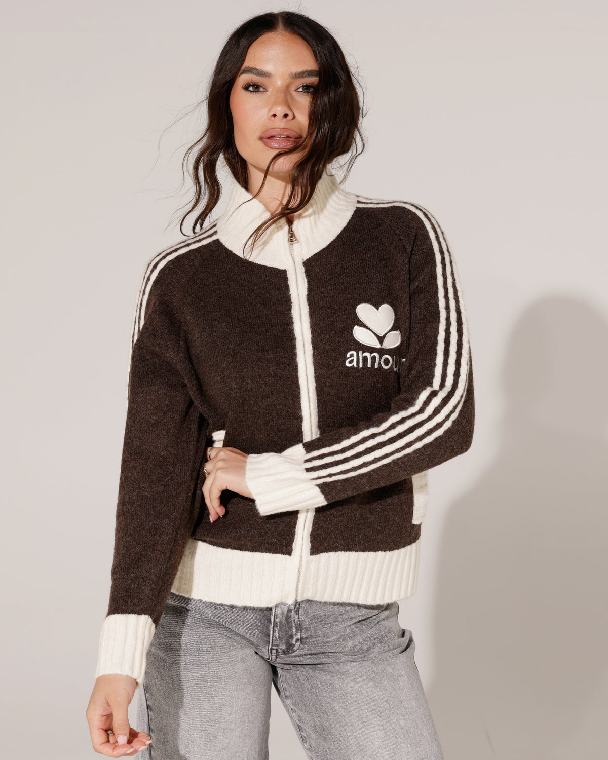 Vest met strepen Amour Donkerbruin