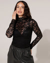 Kanten top met hoge hals Yve Zwart