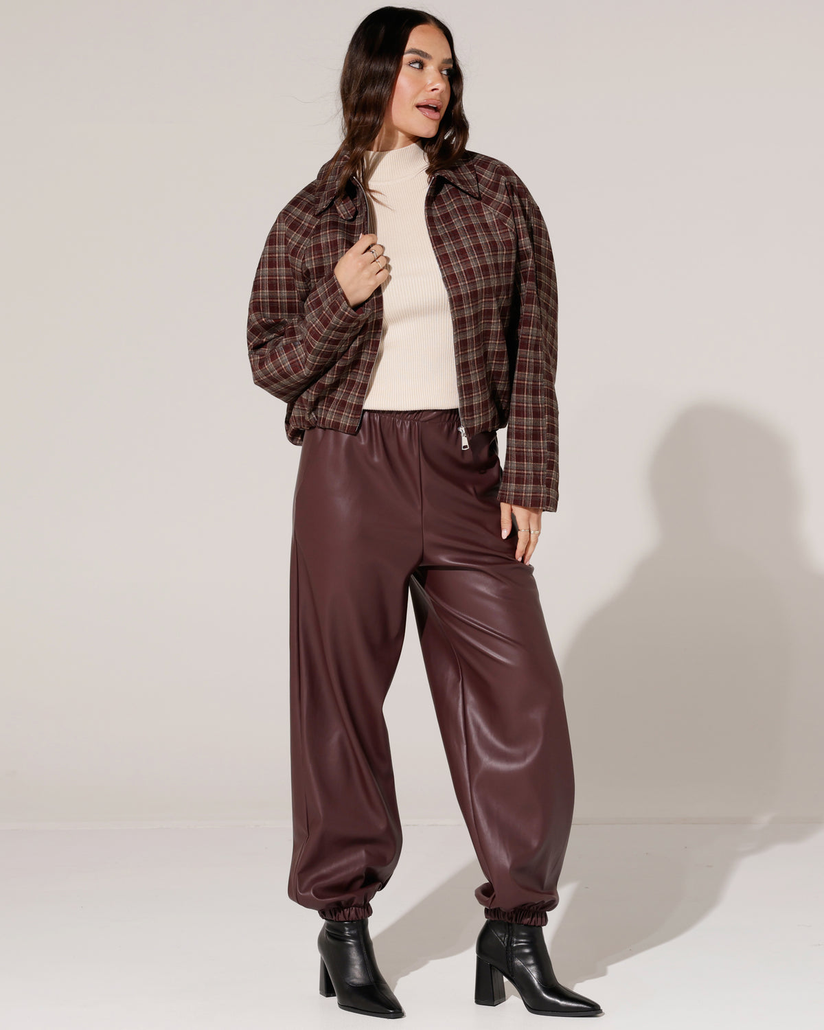 Leatherlook ballon broek Lieve Bordeaux