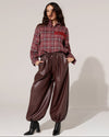 Leatherlook ballon broek Renske Bordeaux