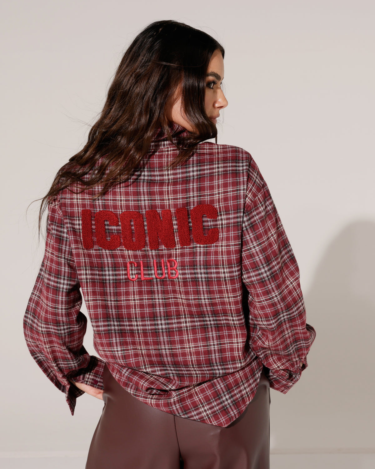 Geruite blouse Iconic Bibi Bordeaux
