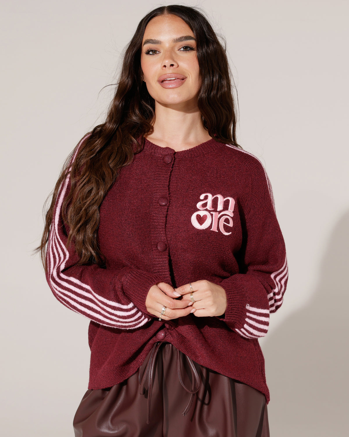 Vest met strepen Amore Bordeaux