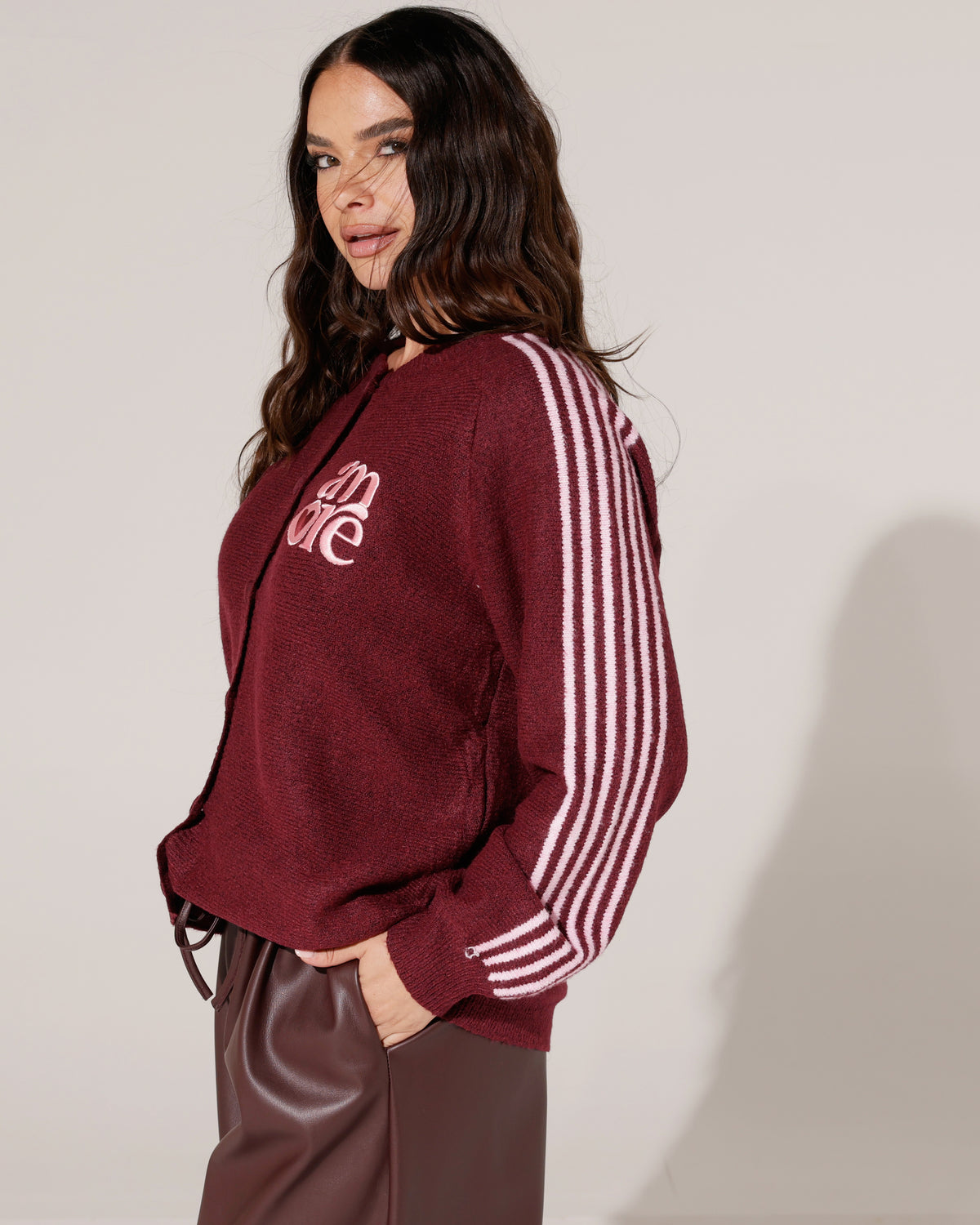Vest met strepen Amore Bordeaux