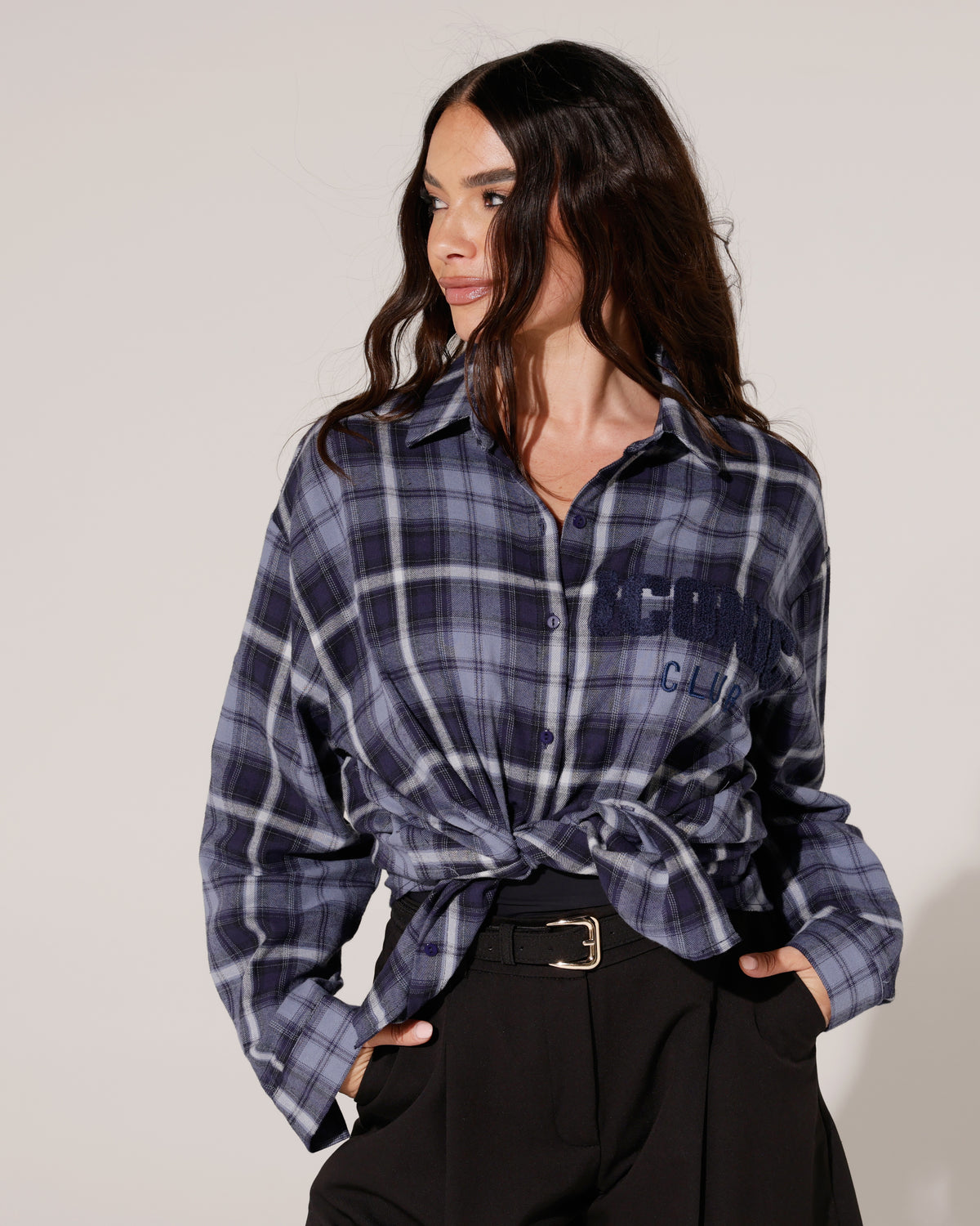 Geruite blouse Iconic Loviya Donkerblauw
