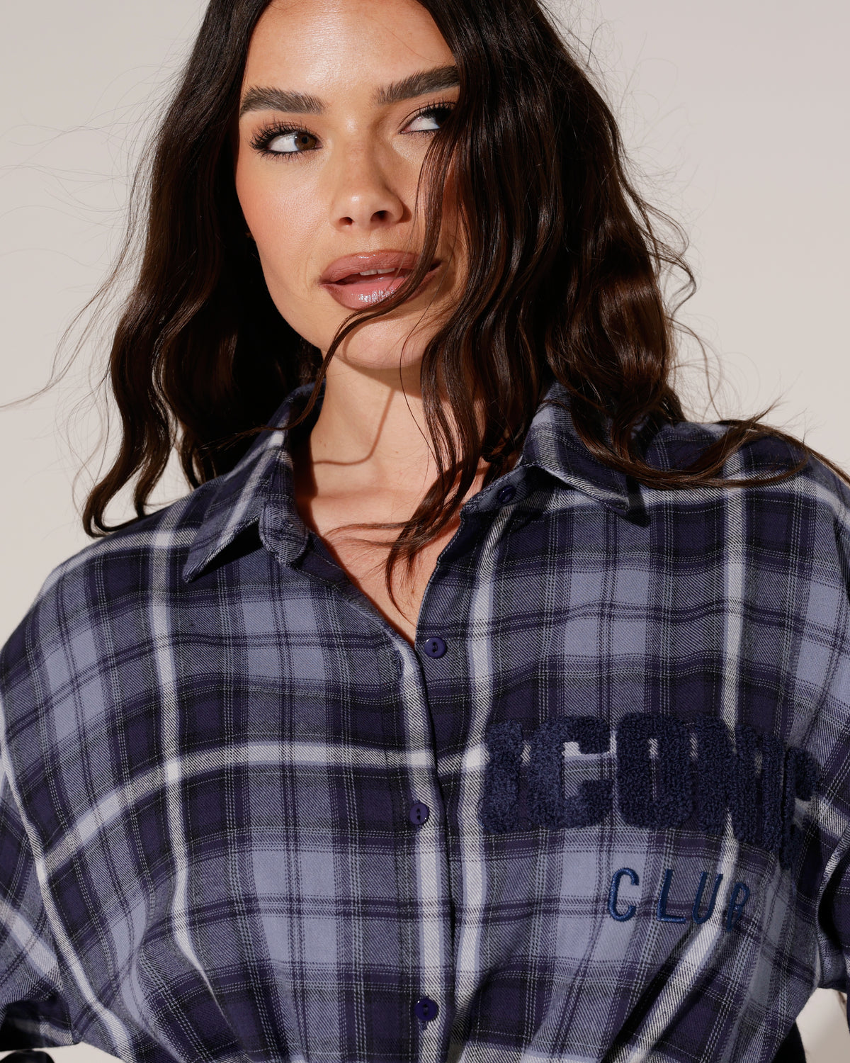 Geruite blouse Iconic Loviya Donkerblauw