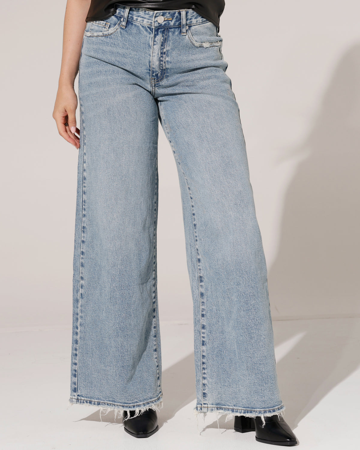 Queen Hearts | Wide leg jeans, Mid waist Vicky-1 Blauw