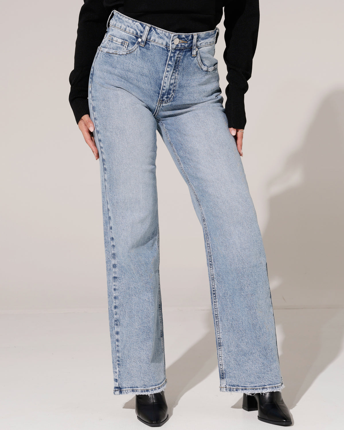 Queen Hearts | Wide leg jeans Pien-3 Blauw