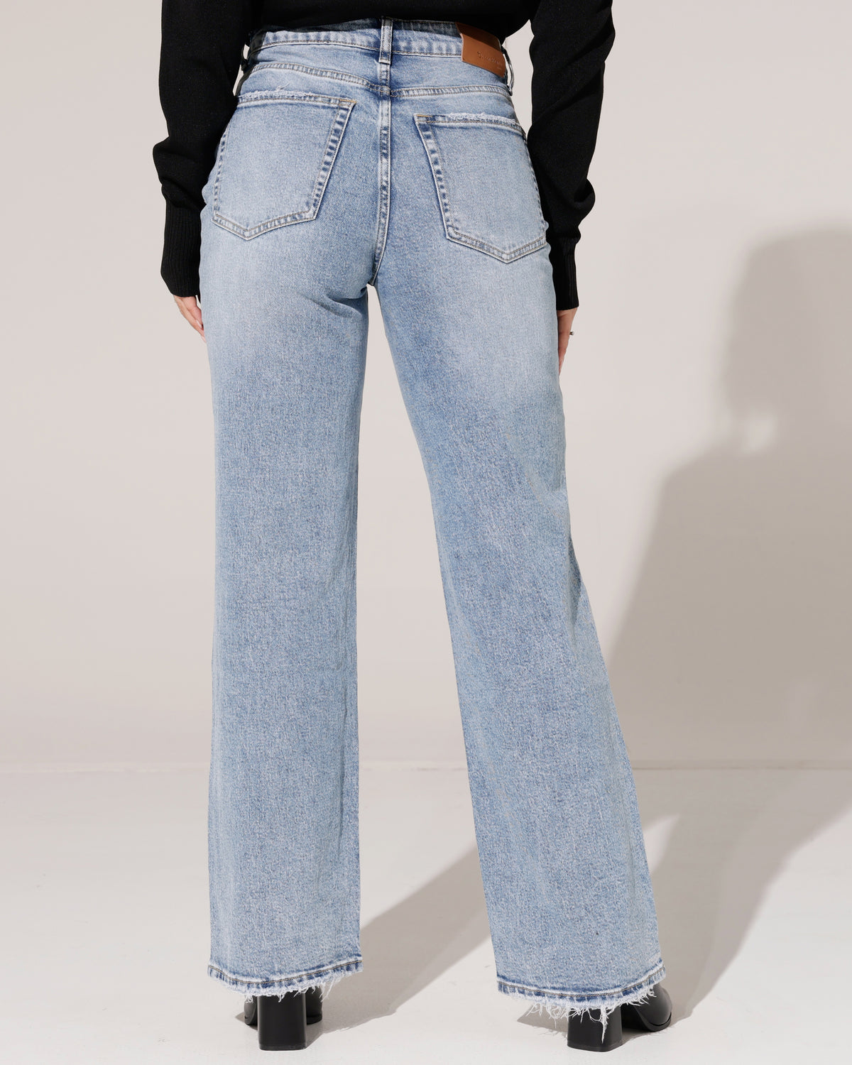 Queen Hearts | Wide leg jeans Pien-3 Blauw