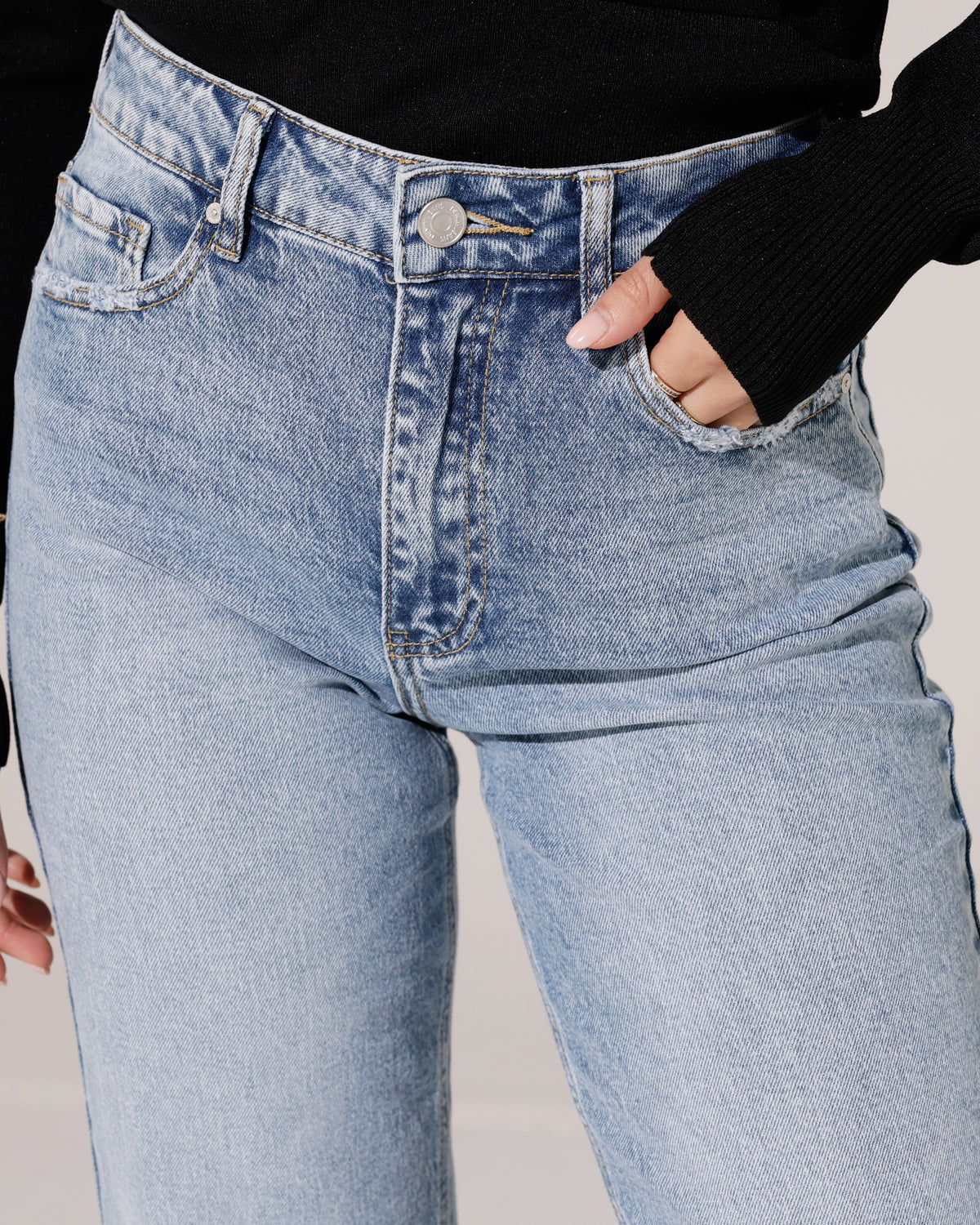 Queen Hearts | Wide leg jeans Pien-3 Blauw