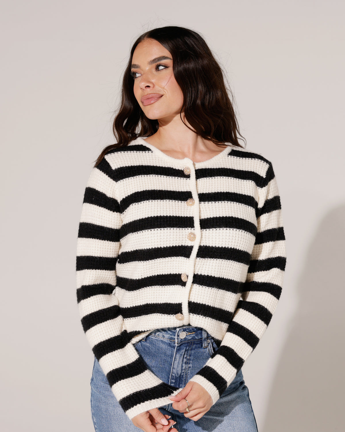 Gestreept vest Mellie Zwart/ Beige