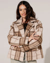 Geruite korte trenchcoat Melane Beige