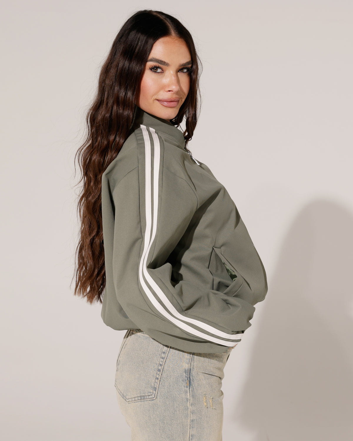 Bomberjacket met strepen Kylie Groen