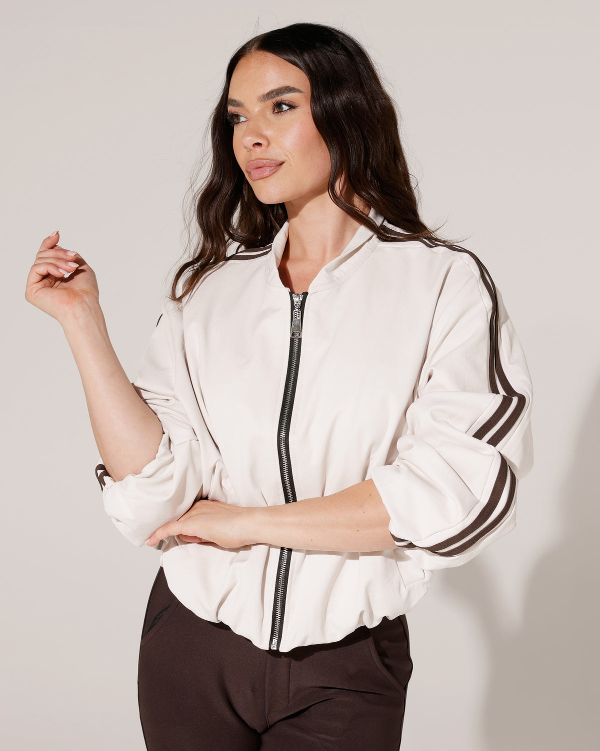 Bomberjacket met strepen Kylie Beige