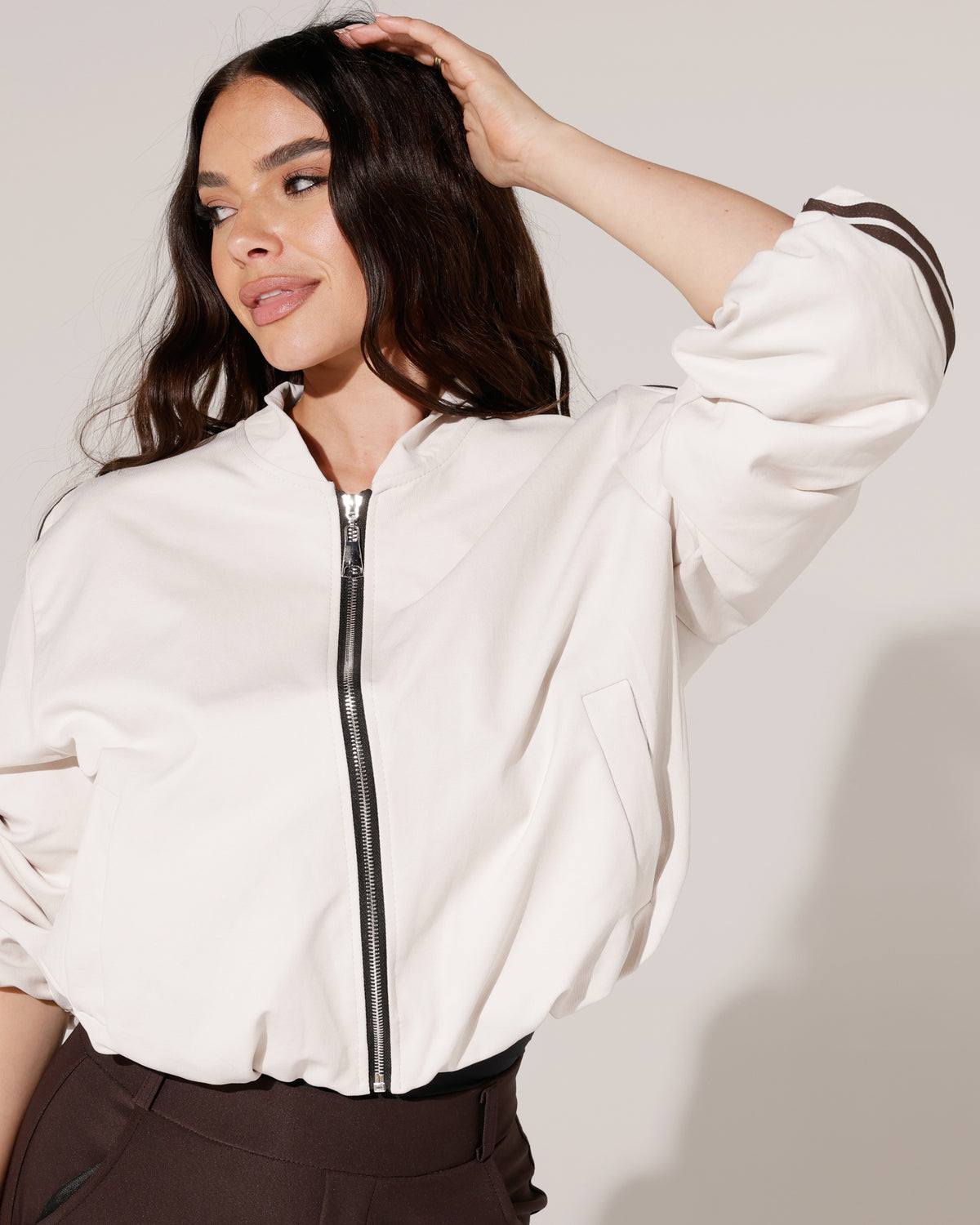 Bomberjacket met strepen Kylie Beige