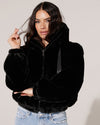 Fake fur jacket met capuchon Romy Zwart