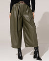 Leatherlook wide leg broek Babs Groen