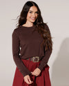 Top met goudkleurige studs Lize Donkerbruin