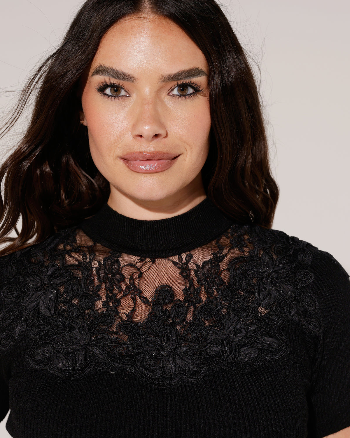 Top met kanten details Lieve Zwart
