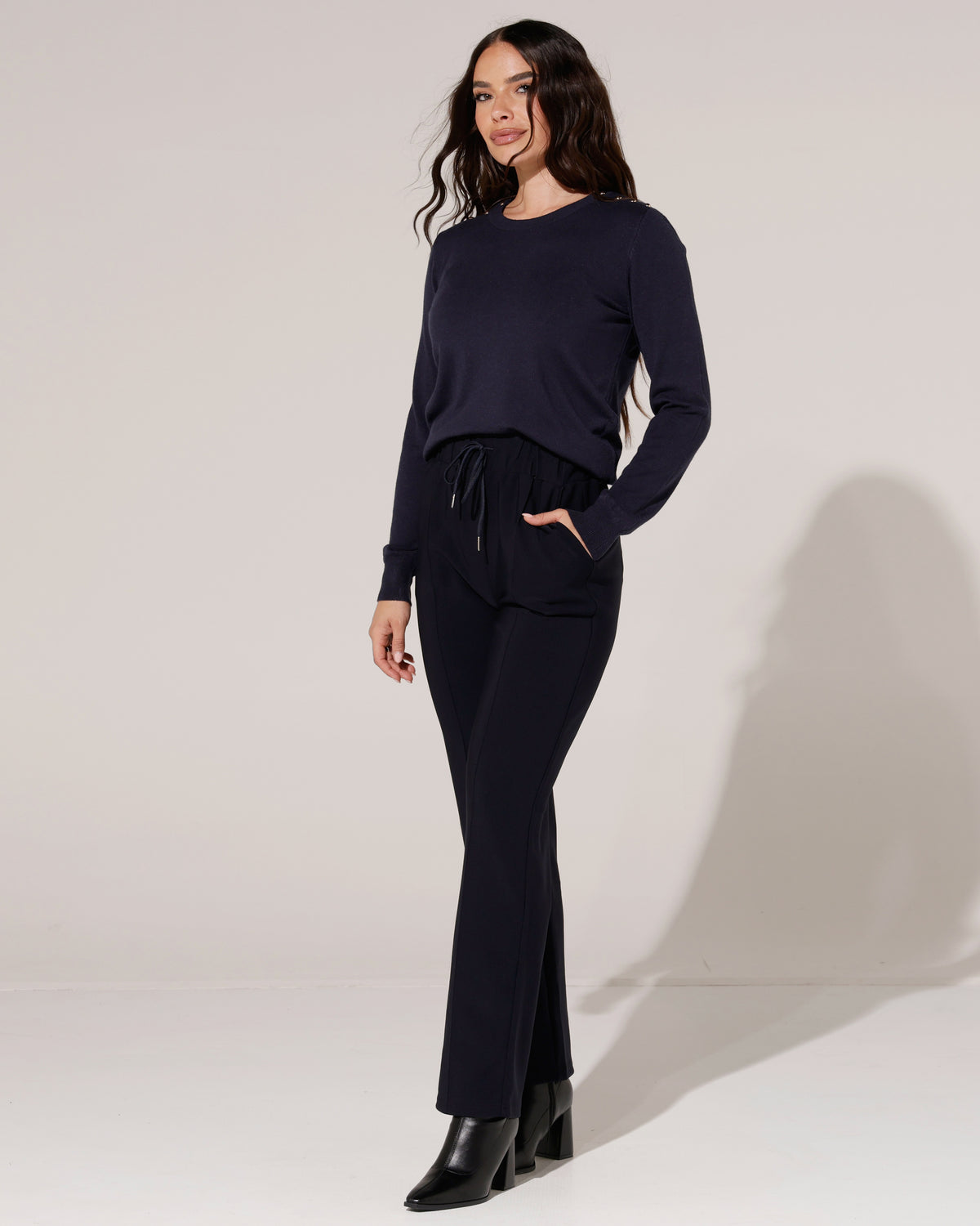 Rechte travelstof broek Zaza Donkerblauw