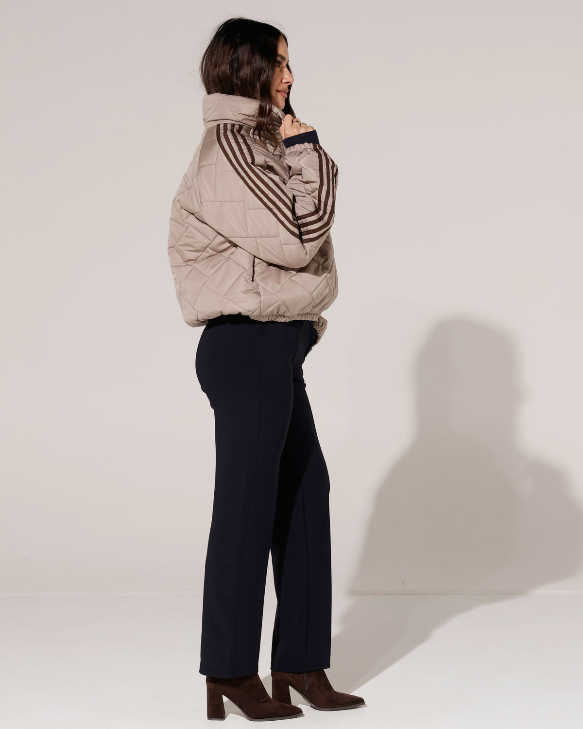 Gewatteerd bomberjacket met strepen Revy Taupe