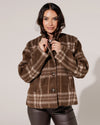 Geruite korte trenchcoat Melane Bruin