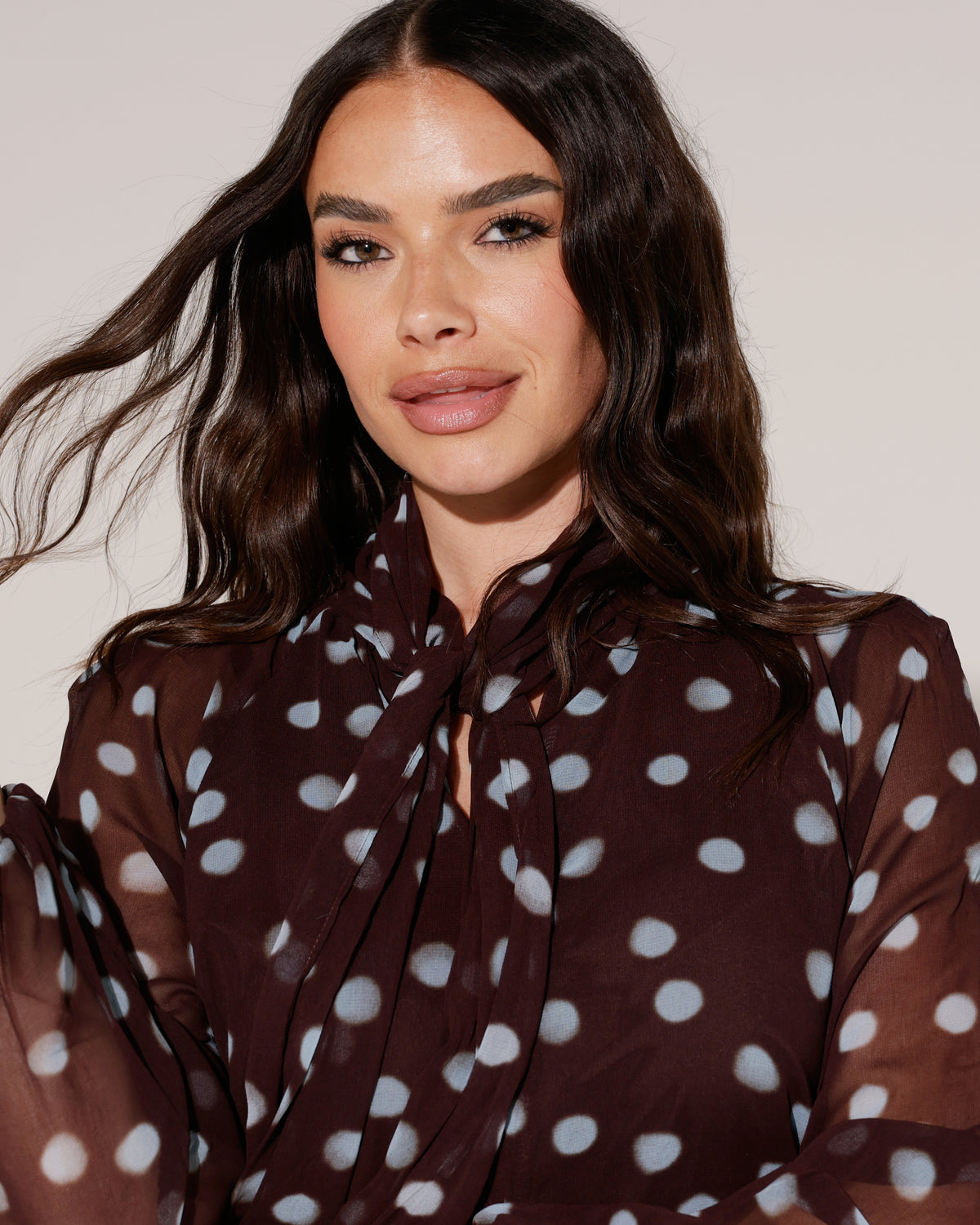 Blouse met stippen Kylie Aubergine