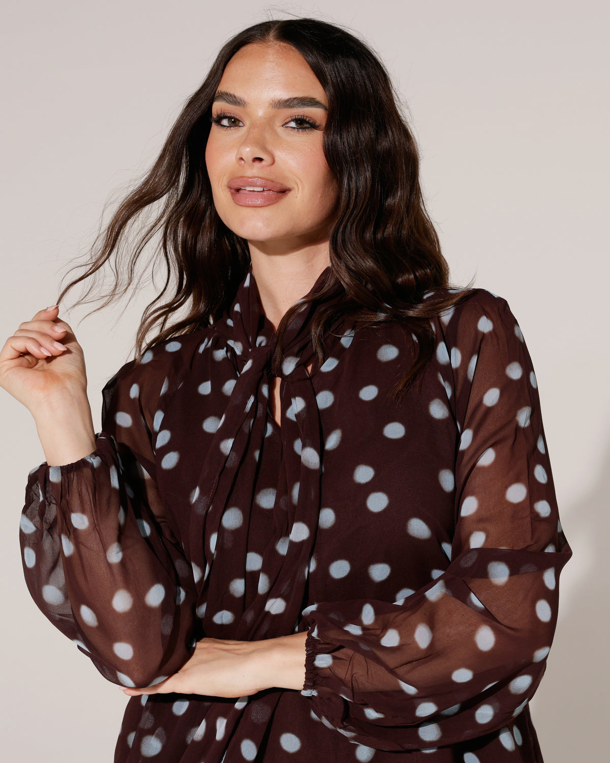Blouse met stippen Kylie Aubergine
