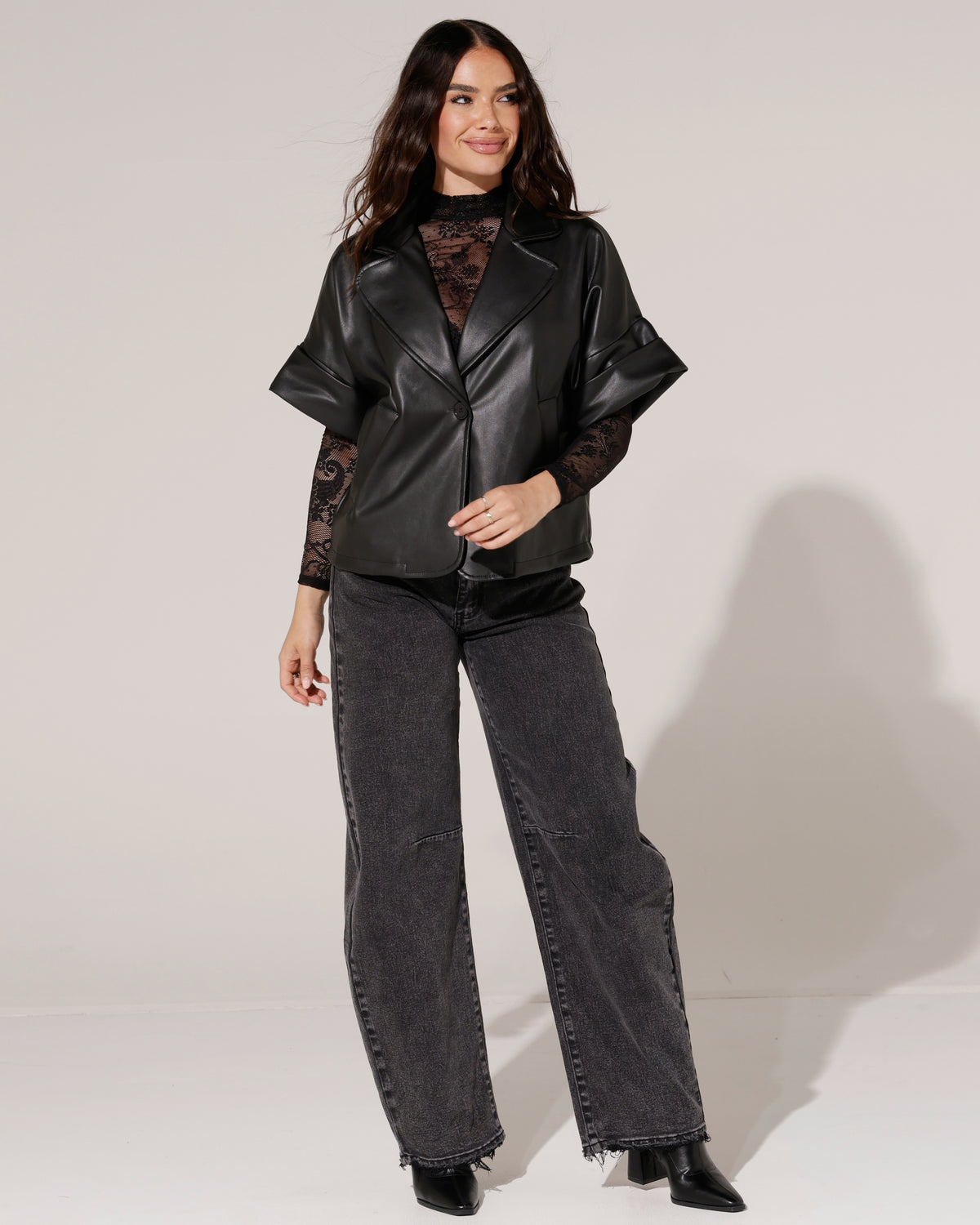 Leatherlook vest Dana Zwart