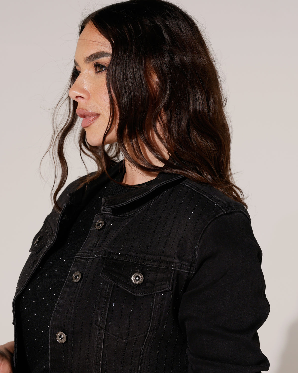 Zac & Zoe | Spijkerjacket met strass Lina Zwart