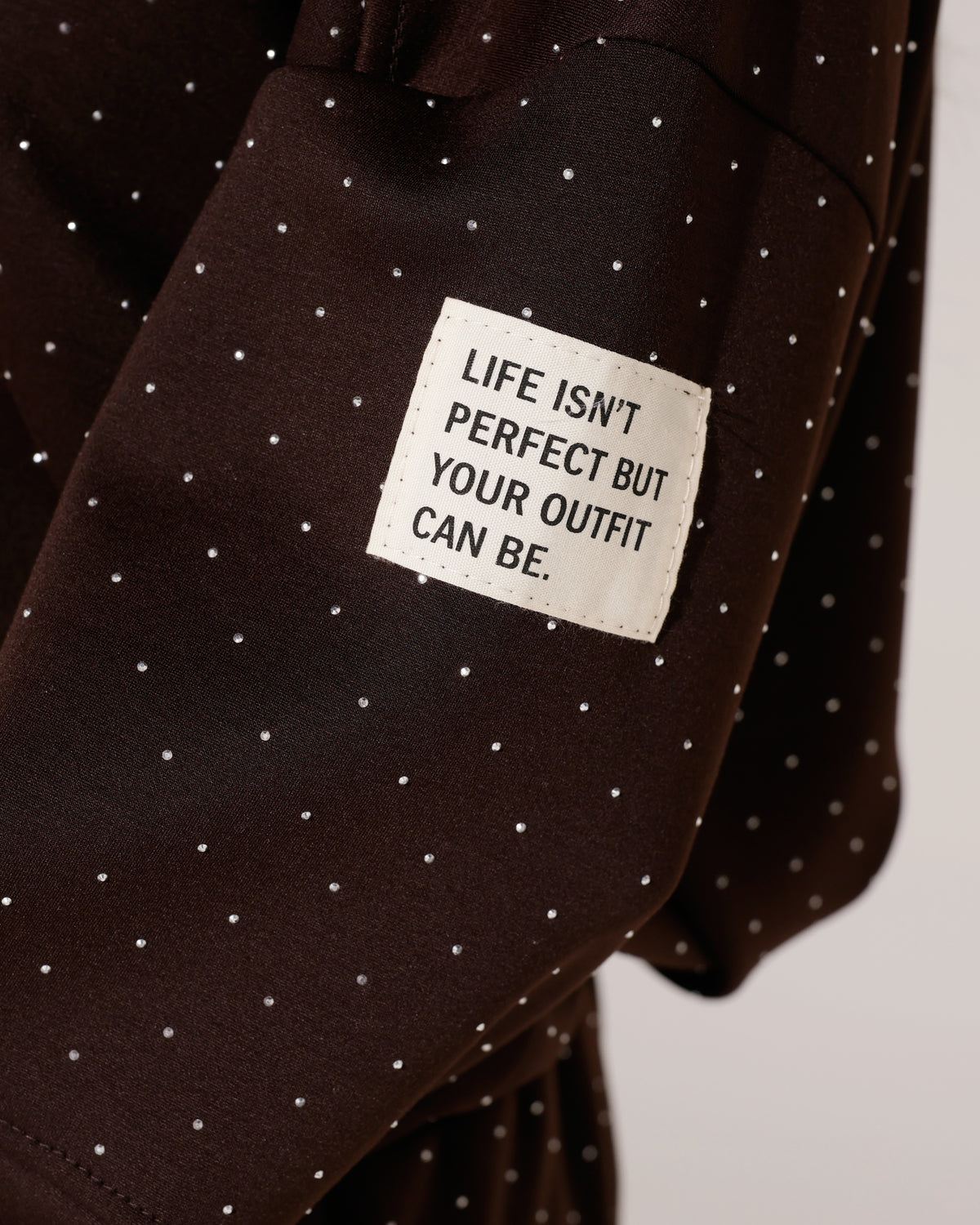 Huispak isn't perfect met glitters Donkerbruin