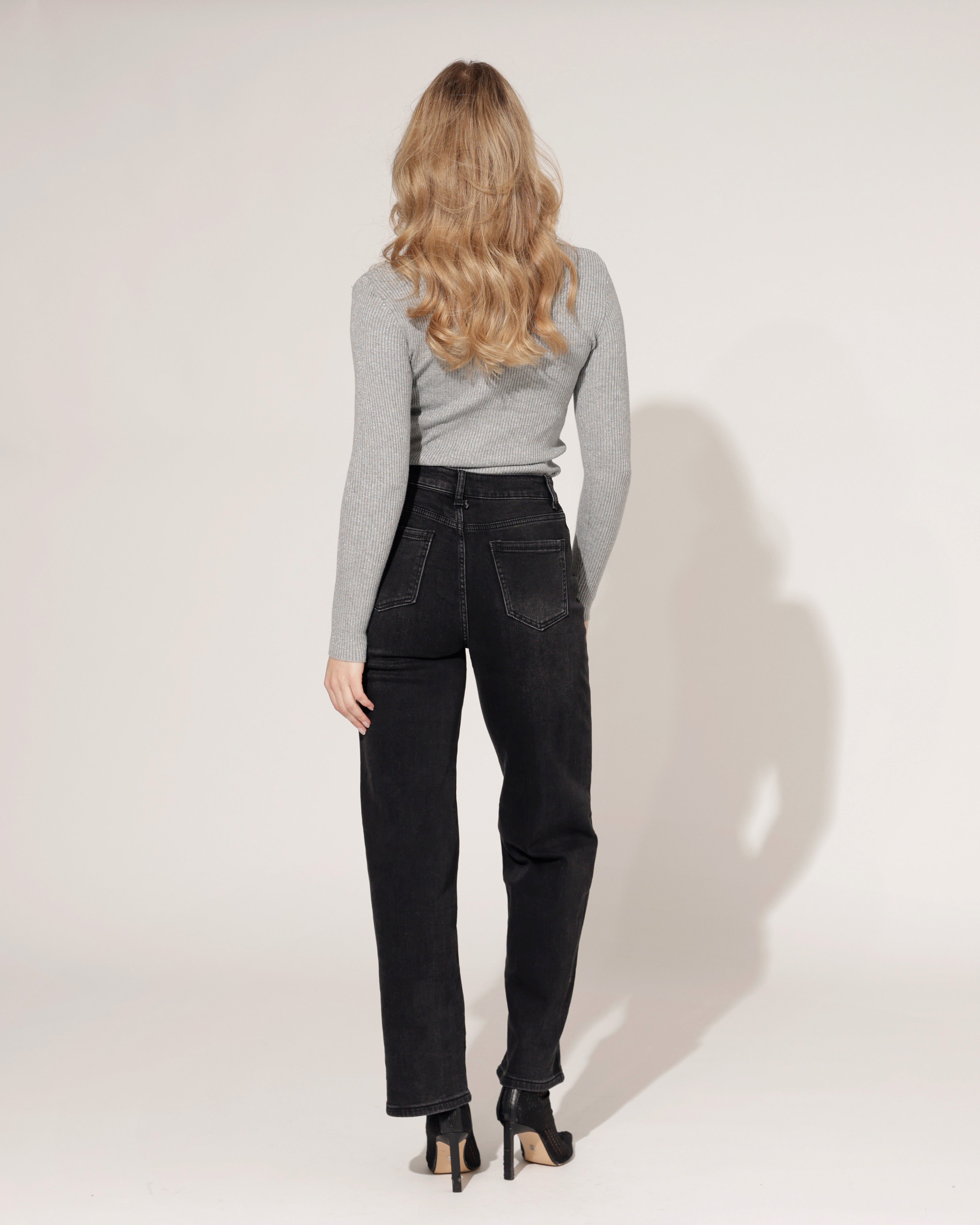 Hello Miss | Wide leg jeans Jill-6 Zwart