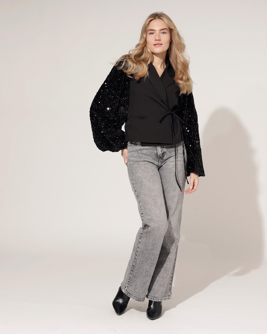 Hello Miss | Wide leg jeans Jamie-17 Donkergrijs