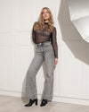 Queen Hearts | Wide leg, Straight jeans Joelle-3 Grijs/ Zilver