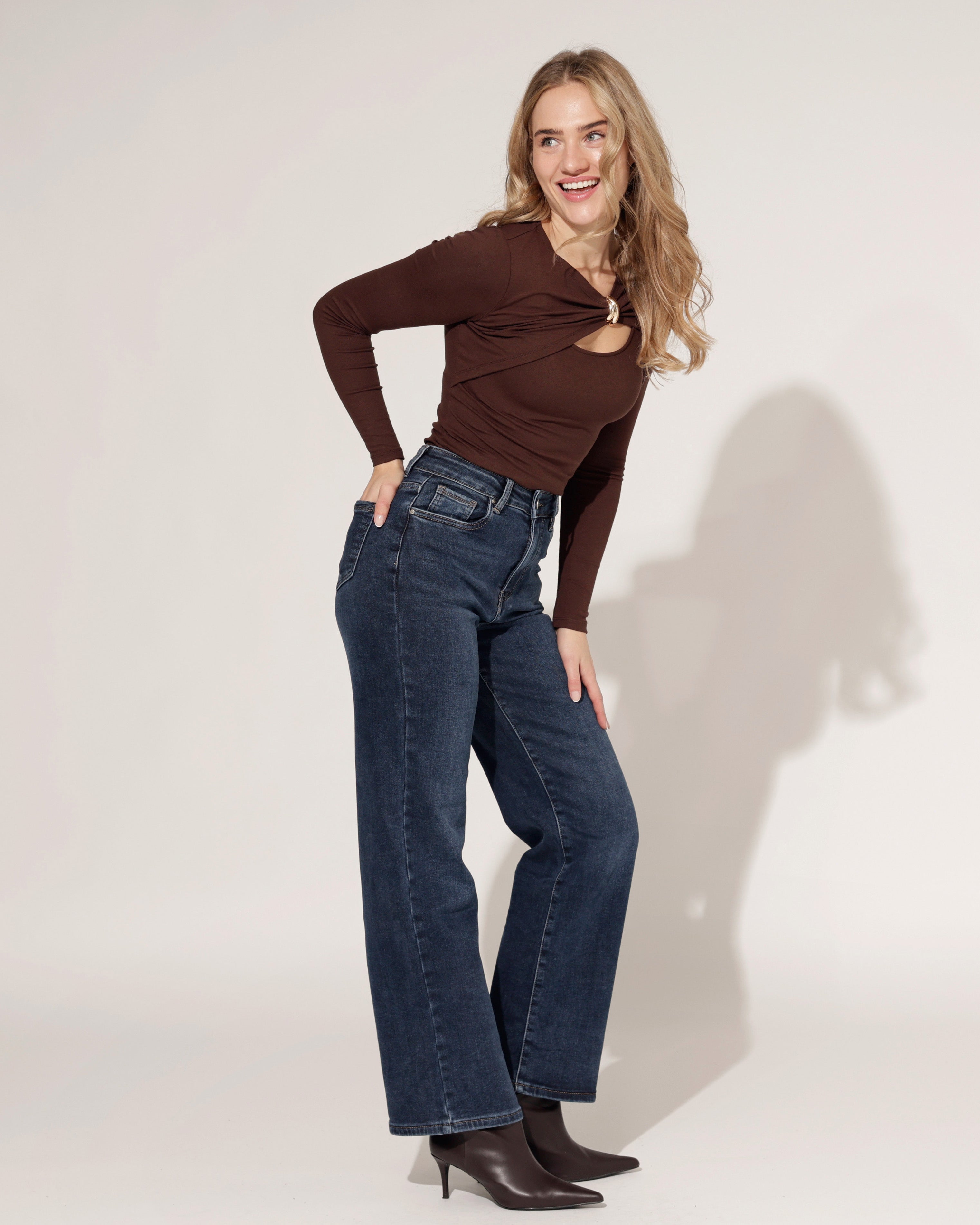 Hello Miss | Wide leg jeans Jill-2 Donkerblauw