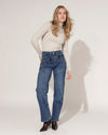 Hello Miss | Wide leg jeans, double taille Tina-9 Donkerblauw