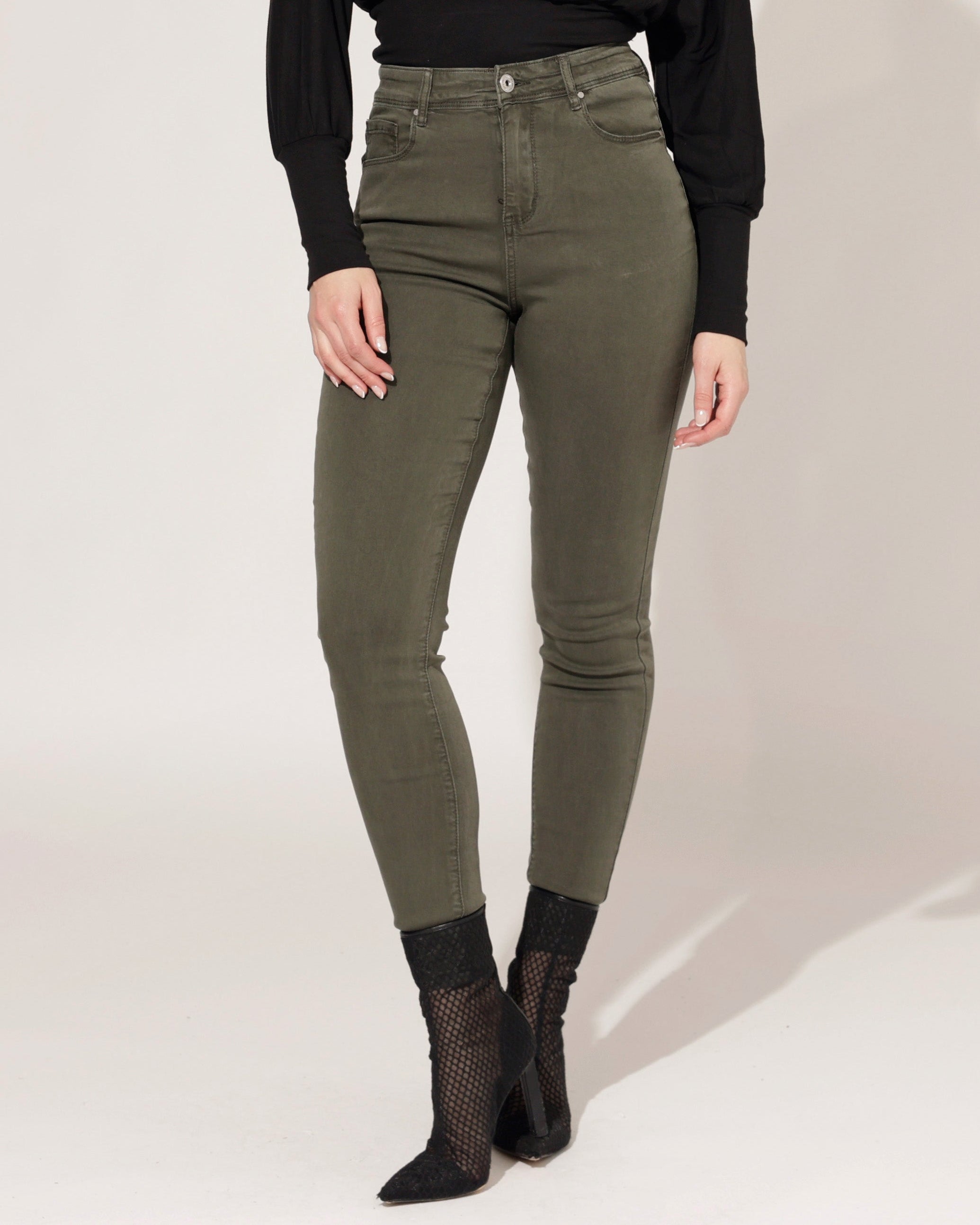 Goodies | Skinny jeans Lou-4 Donkergroen