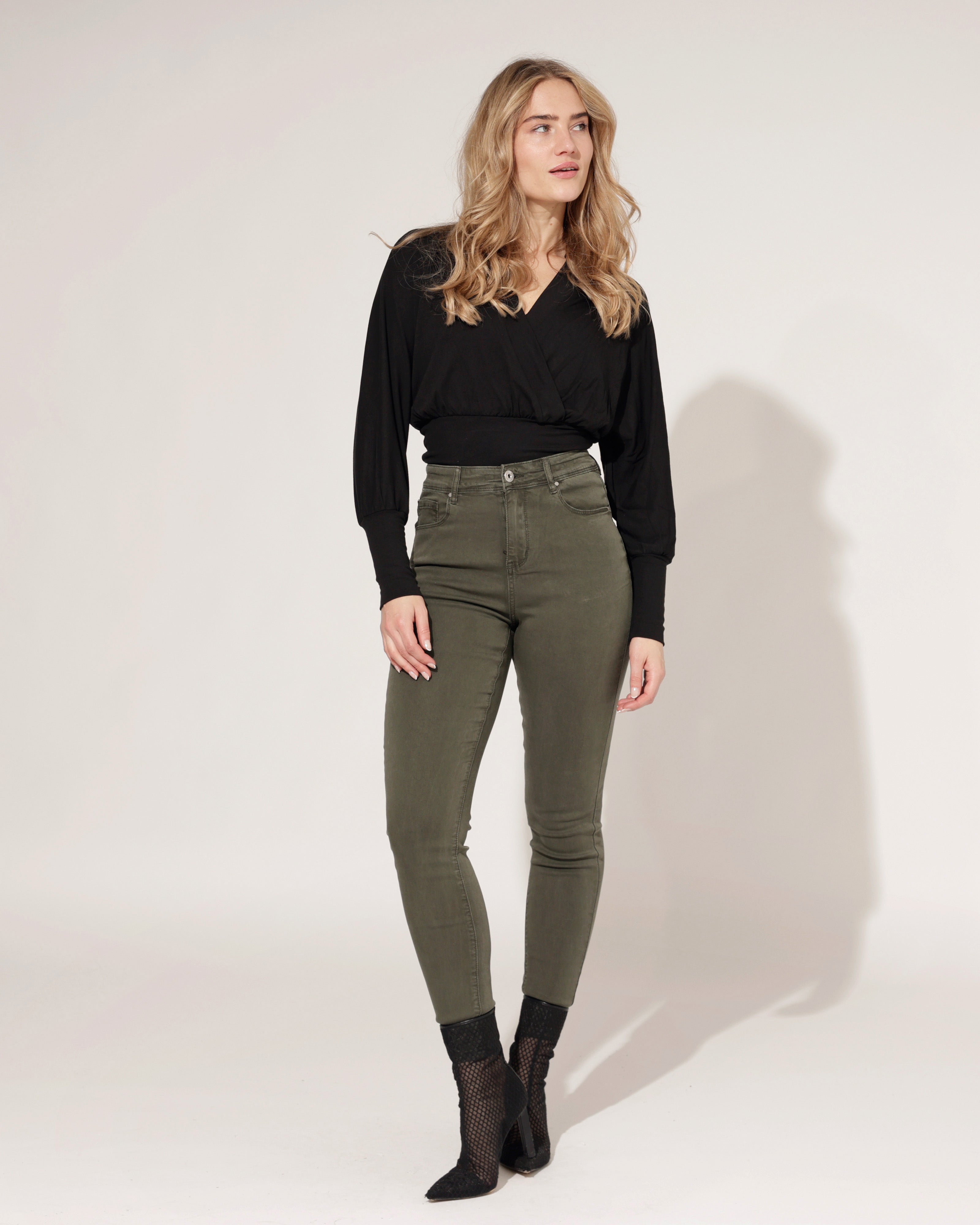 Goodies | Skinny jeans Lou-4 Donkergroen