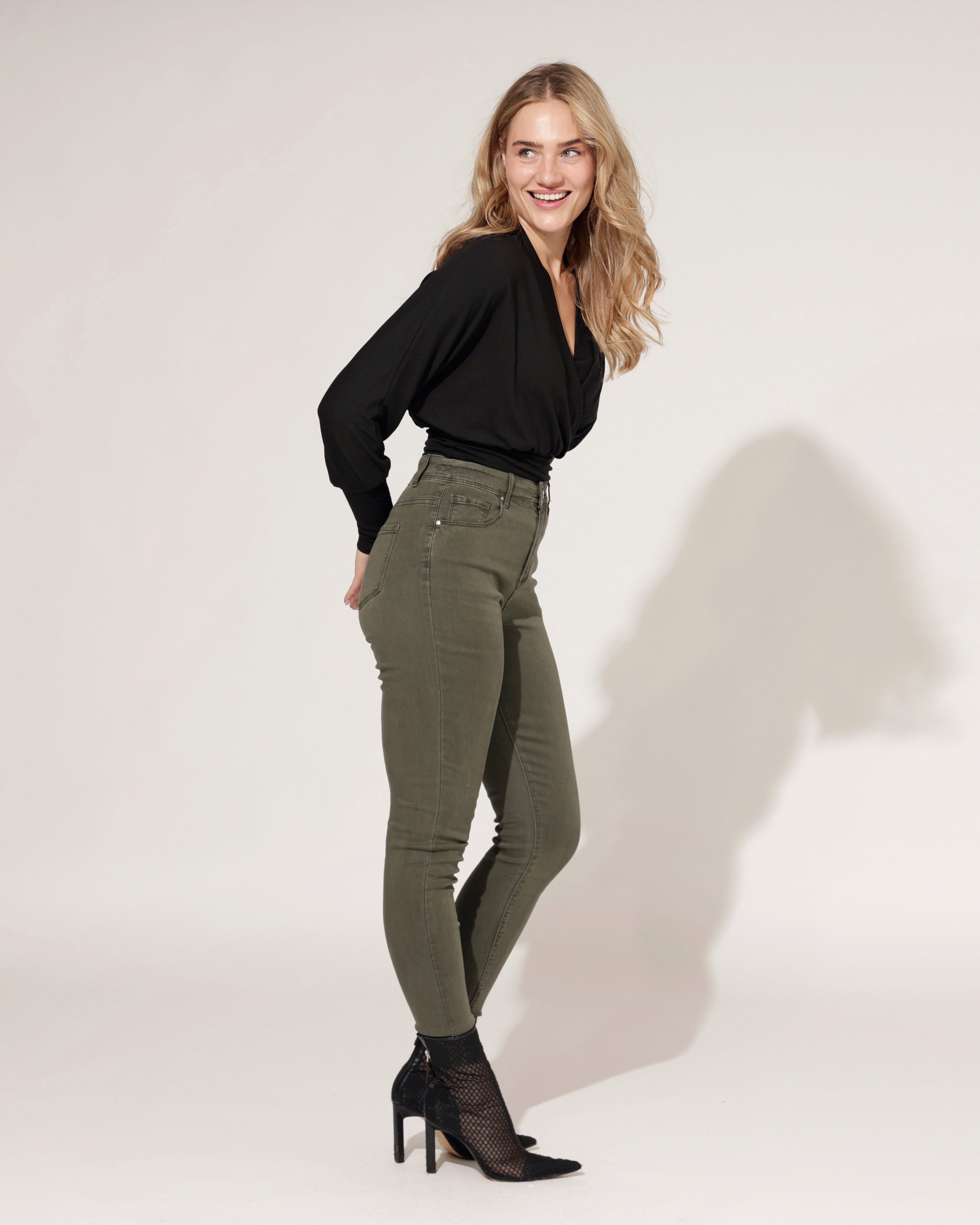 Goodies | Skinny jeans Lou-4 Donkergroen