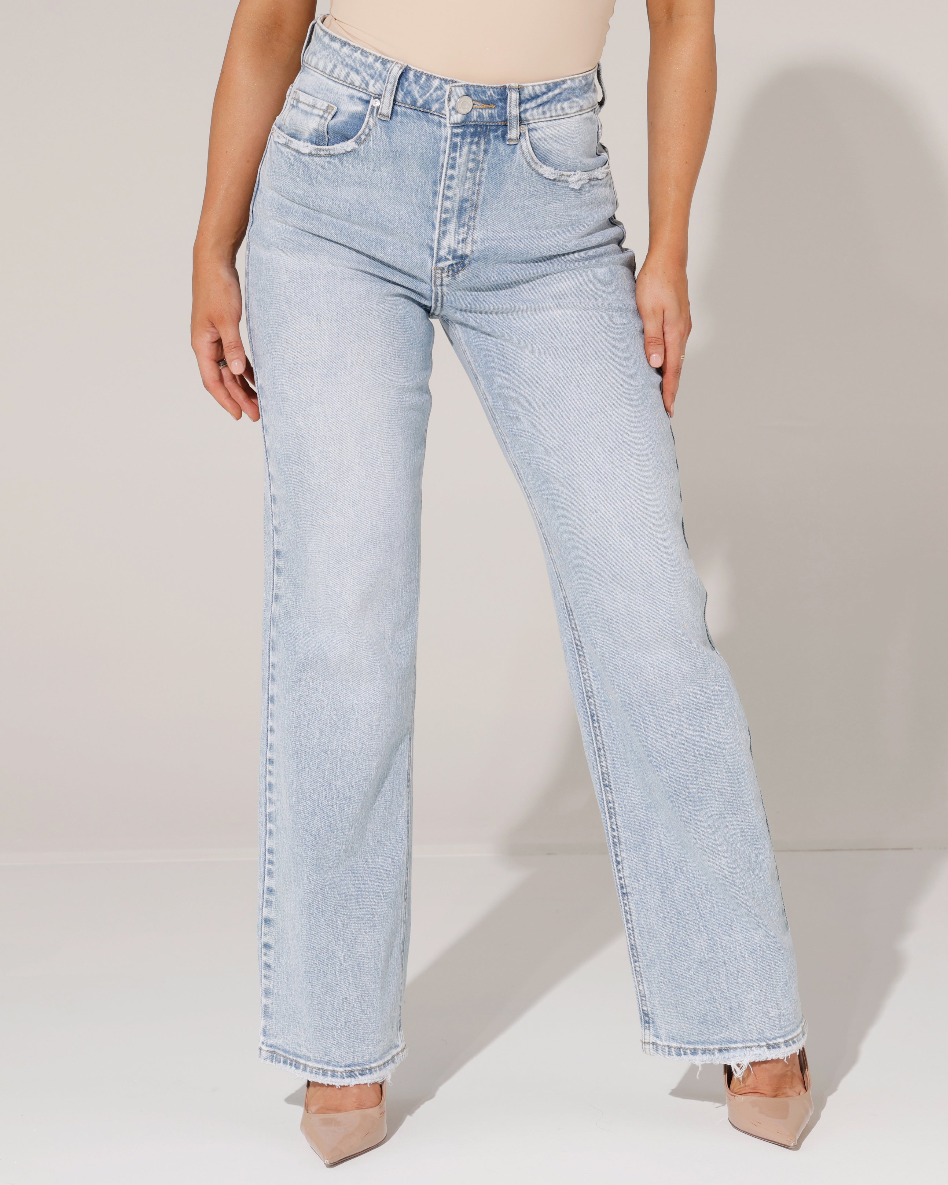 Queen Hearts | Wide leg jeans Pien Blauw