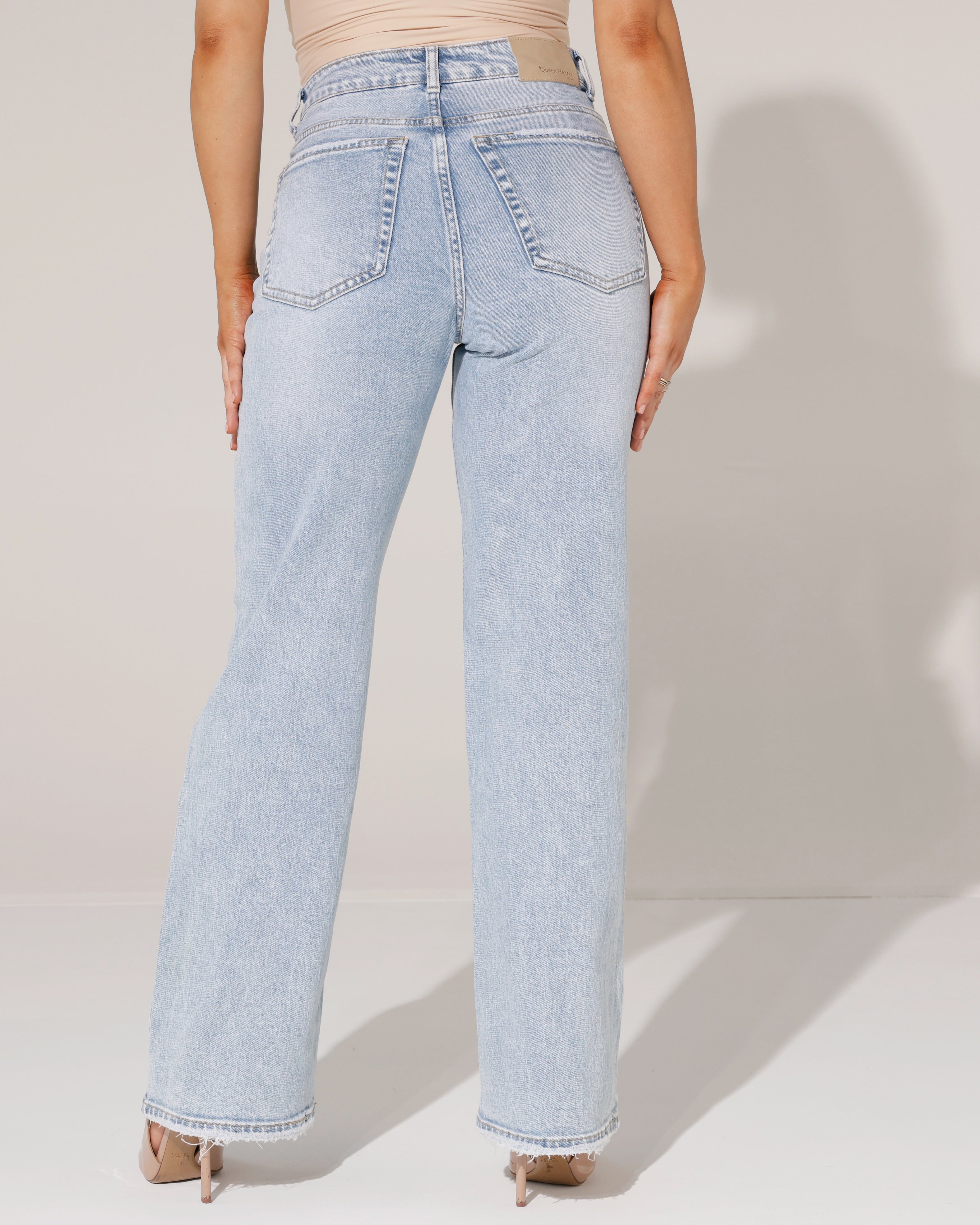 Queen Hearts | Wide leg jeans Pien Blauw