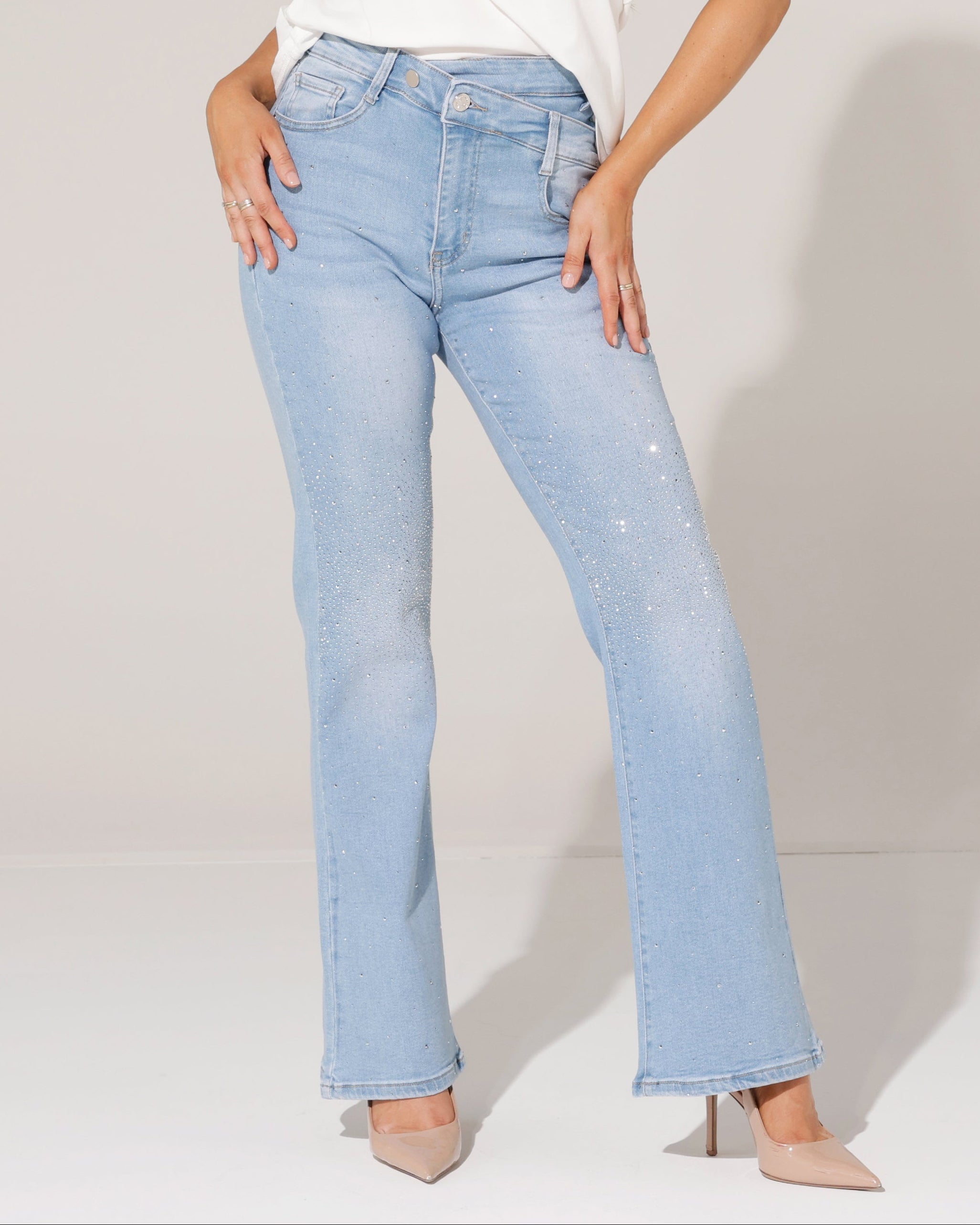 Redseventy | Wide leg jeans met stass Bella-16 Lichtblauw