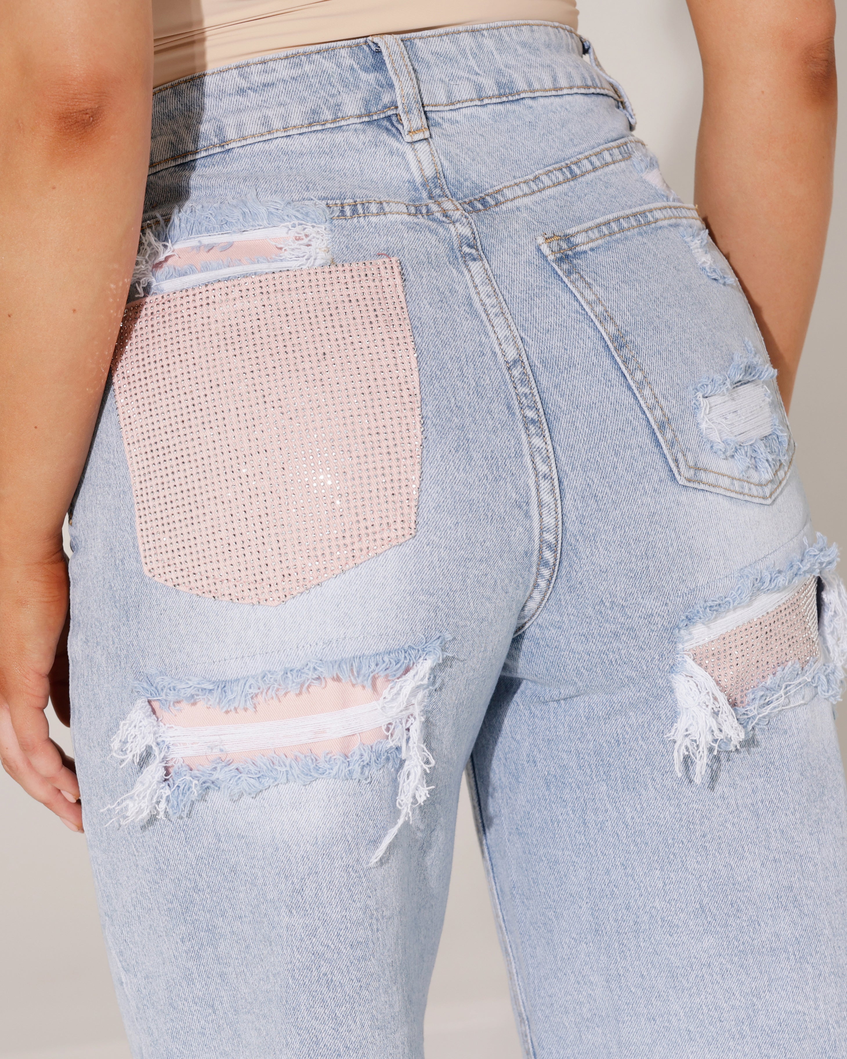 Laulia | Bermuda met roze kontzak Sissy-7 Blauw