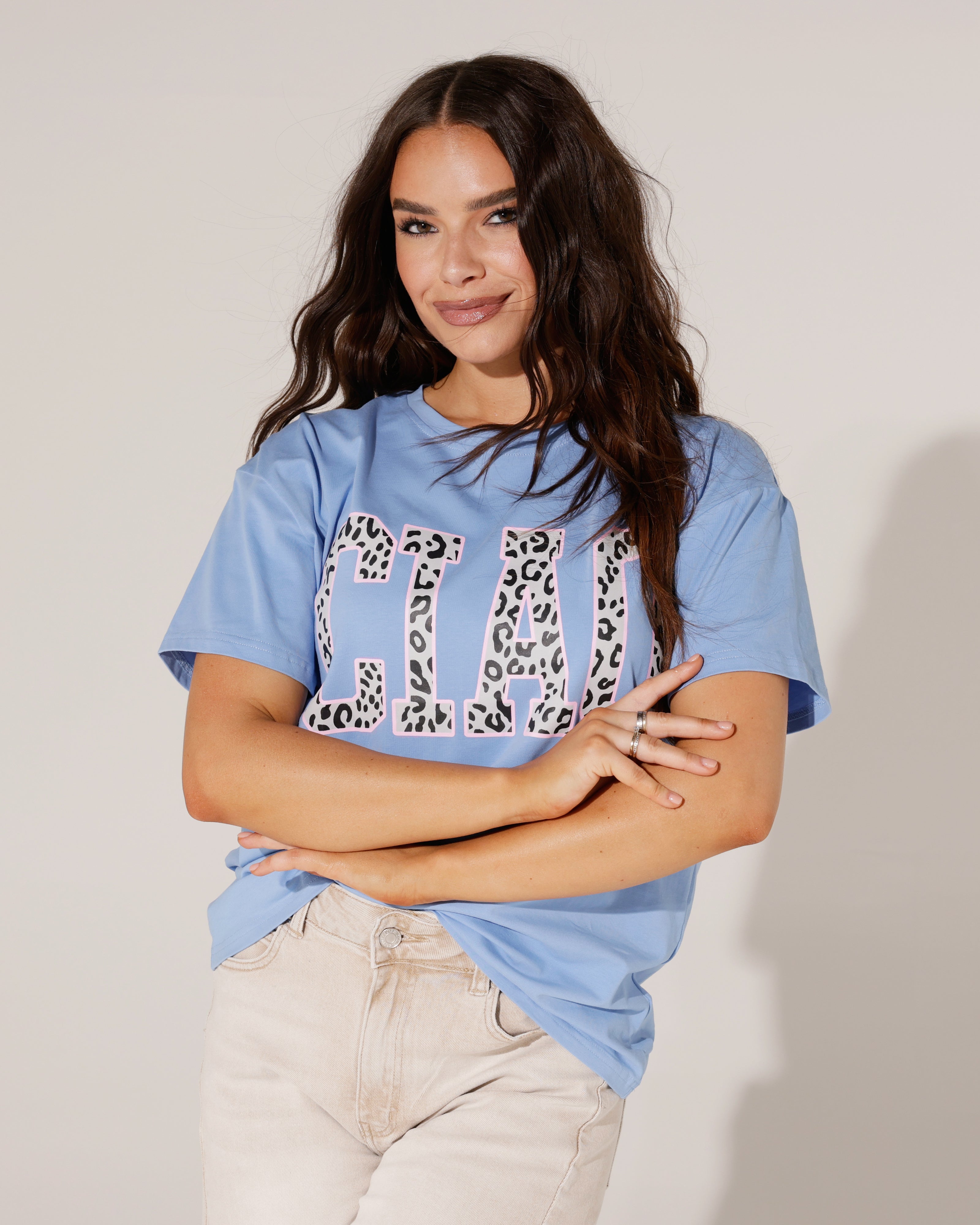 T-shirt Ciao panterprint Blauw
