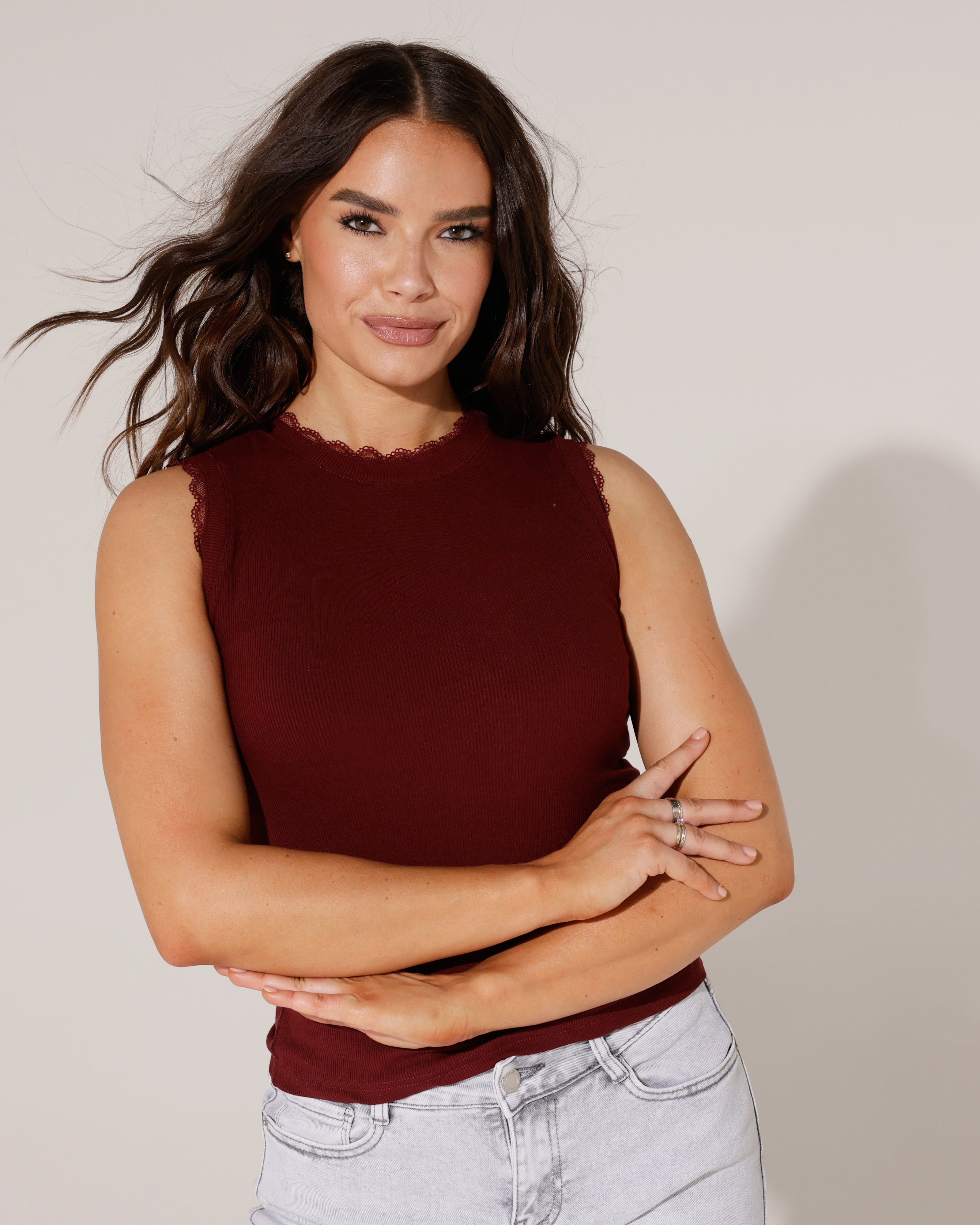 Basic hemd met kanten detail Didi Bordeaux